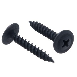 4.2mm x 41mm Wafer Head Self Tapping Screw, Black Phosphate, Modified Truss Head Wood Screws, Carbon Steel Fine Thread Phillips Drive, Pozi Flanged Head for Sheet Metal and Pasterboard (25 pcs)