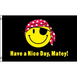 Pirate Happy Face Flag 3x5ft Poly