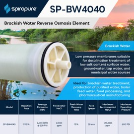 SpiroPure SP-BW4040 NSF-Certified 4x40 Industrial RO Membrane Brackish Water Reverse Osmosis Element TW30-4040 TML10D CPA2-4040 AG4040FM RE1-4040 LG-BW-4040-R BW-4040
