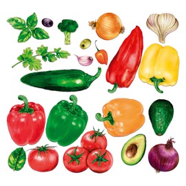 Sunnywall Wall Sticker Kitchen Enjoyment 21 Vegetables Watercolour Motifs