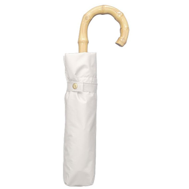 アテイン 折晴雨兼用ミニ 無地・バンブー手元 オフホワイト 55cm 6724