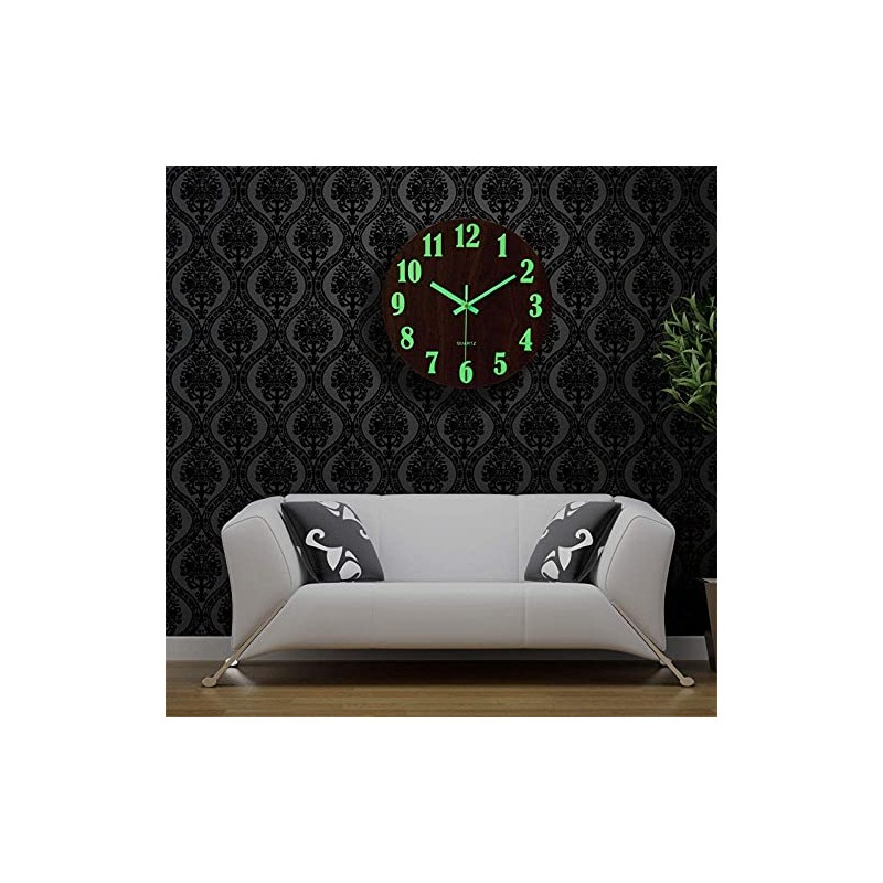 Wooden Luminous Wall Clock, Wall Clock, Silent, Automatic Glow in