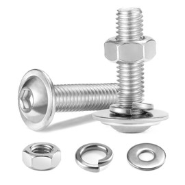 10Pcs M6 x 30 mm Bolt Flanged Button Head Socket Cap Bolt Screws, Nuts and Bolts 304 Stainless Steel, Allen Screws, Flat & Lock Washers, Nuts and Bolts Assortment Kit by Wavanta