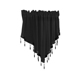Huierxun 3 Piece Beaded Triangle Sheer Valance Curtains for Windows Kitchen Living Room Bathroom Bedroom Voile Sheer Rod Pocket Short Window Valance Curtains (Black,51"x24")