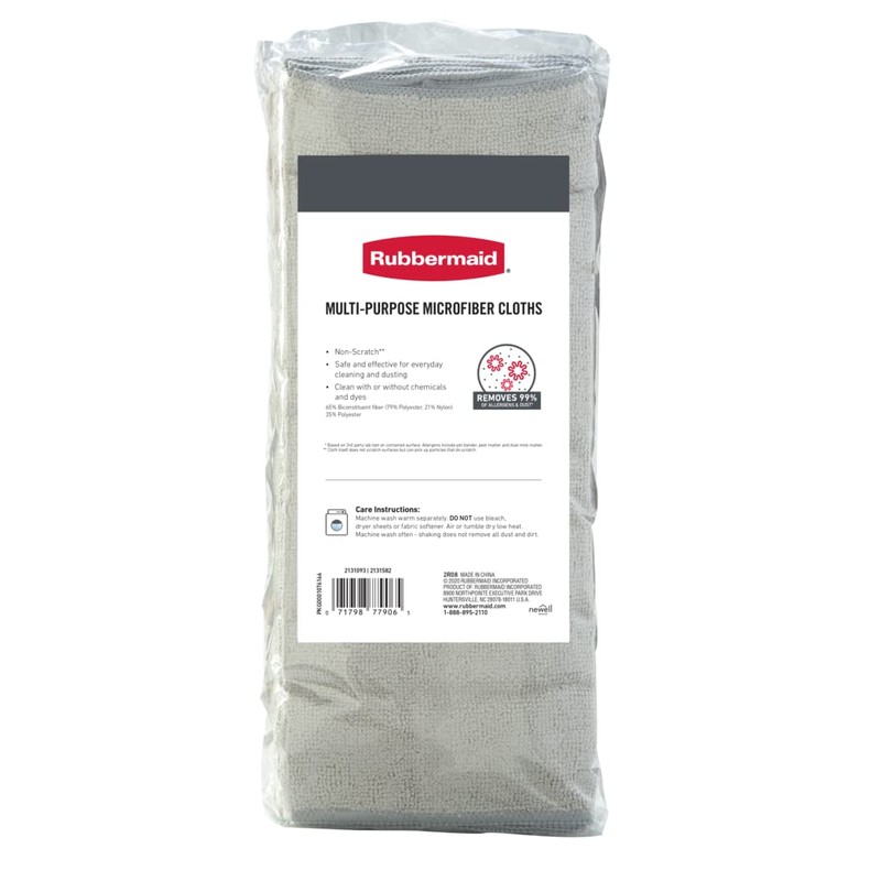 Rubbermaid Microfiber Cloth Towels 24 Pack 14"x14" Non-Scratch Reusable/Washable for