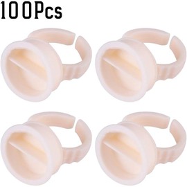 100 Piezas de Silicona semipermanente Tatuaje Tinta Anillo Taza Anillo Taza microblading Dedo Pegamento Taza Herramientas Pigmento Titular para Tatuaje de Cejas(L Division)