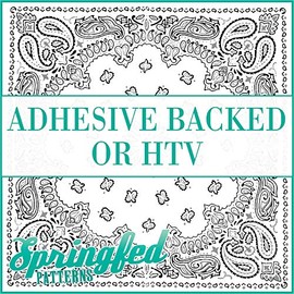 White BANDANA Pattern Heat Transfer or Adhesive Vinyl CHOOSE YOUR SIZE! Bandanna