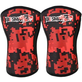 BeSmart Knee Sleeves - High Performance Knee Wraps Support for Weight Lifting, Crossfit Training & Powerlifting - Squats Knee Brace Compression for Men and Women (Pair) (Red Sublimated, Small)