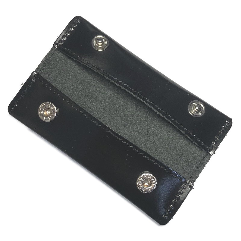 Leather Workshop Sato, Genuine Leather, Slim Coin, Coin Purse, Black,