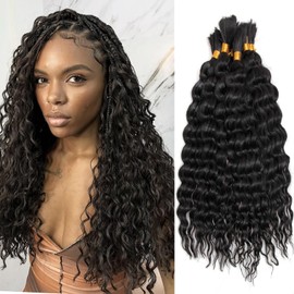 YXCHERISHAIR 8 Packs Boho Hair For Braiding Curly Braiding Hair for Boho Braids Brown Deep Wave Bulk Hair Wet and Wavy Bohemian Braiding Hair Extensions No Weft(1B, 18inch)