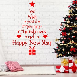 Skystuff Christmas Wall Sticker Large Christmas Tree Window Sticker Merry Christmas Wall Decorations Xmas Door Window Clings for Christmas Home Party New Year Decoration (Color 1)