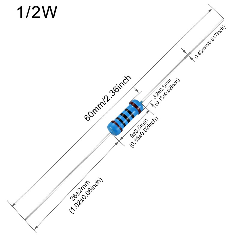 EDGELEC 100pcs 39 ohm Resistor 1/2w (0.5Watt) ±1% Tolerance Metal