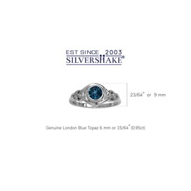 Silvershake Genuine London Blue Topaz White Gold Plated 925 Sterling Silver Celtic Knot Ring Size 5