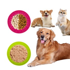 LJAUTOJK Dog and Cat Licking Pads, 2-Pack Slow Feeder Licking Pads with Suction Cup + Spatula, for Calming Anxiety and Reducing Boredom During Dog and Cat Bath Grooming etc