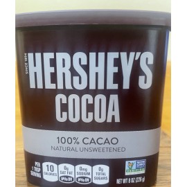 Hershey's Cocoa 100% CACAO Natural Unsweetened Powder 8 oz tub Exp 4/27 FAST SHI