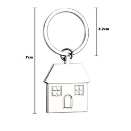 MEISH 3 Pieces Home Keychain Metal Chrome House Shaped Keyring for Couple Friend Family Housewarming Celebration Gifts