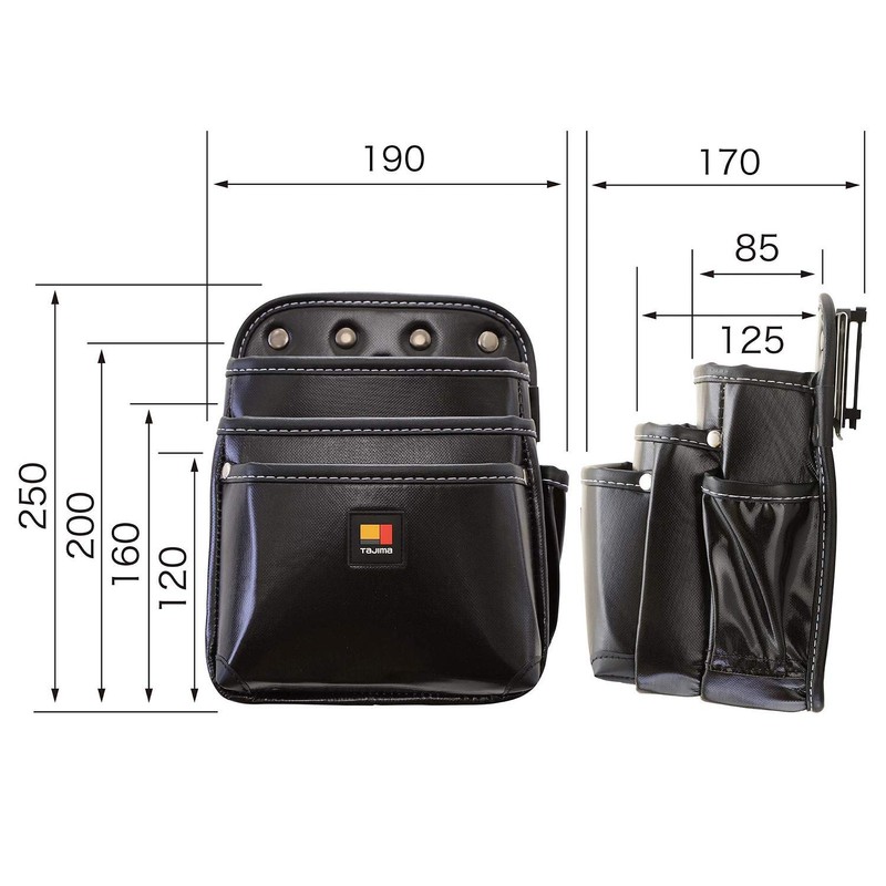 Tajima SFKBN-3L Removable System Detachable Waist Bag, 3 Tiers, High