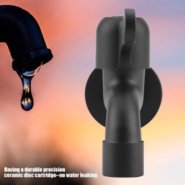 Nimoa Washing Machine Tap, Wall Mount Tap 304 Stainless Steel Black Wall Mount Tap Garden for Bathroom (Mop Pool)