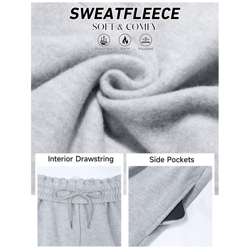 FACDIBY Fleece Lined Sweatpants for Women Wide Leg High Waisted