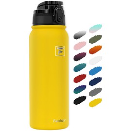Fanhaw 600 ml Insulated Stainless Steel Water Bottle with 1 Lid (Chug Lid) - For Kids, Women, Men | Leak & Sweat Proof with Anti-Dust Lid (Yellow)