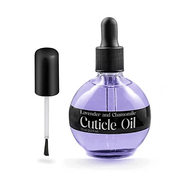 C CARE Cuticle Oil For Nails - Levender and chamomile Nail Oil - Moisturizes and Strengthens Nails and Cuticles - Dropper & Brush included - Large 2.5 oz bottle
