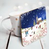 Christmas Coasters, Pack of 6 cork coasters - Snowy Church.