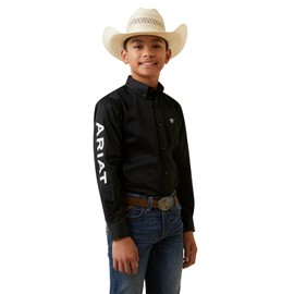 Ariat BOYS TEAM LOGO TWILL LS SHRT BLACK/WHITE
