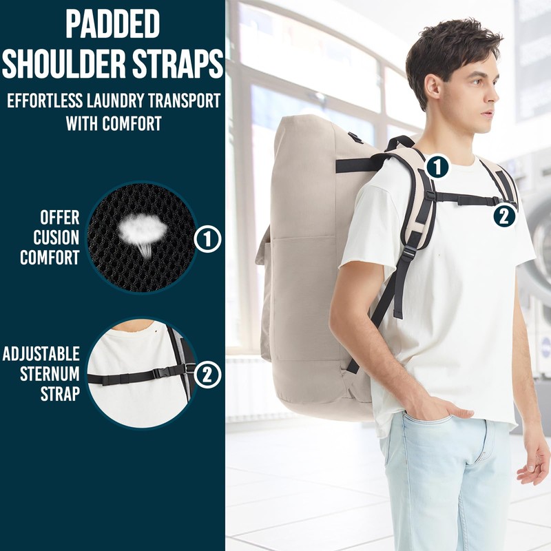 Laundry Bag Extra Large 115L，Laundry Backpack with Shoulder Straps，Sturdy Travel
