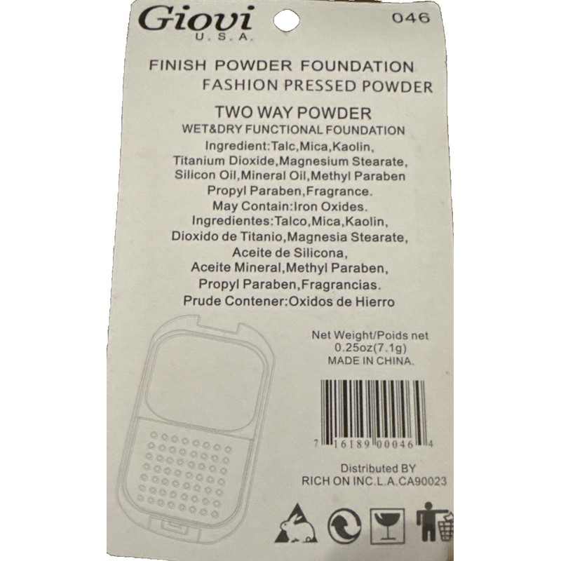 Giovi Finish Powder Foundation 046 Beige-Brand New-SHIPS N 24 HOURS