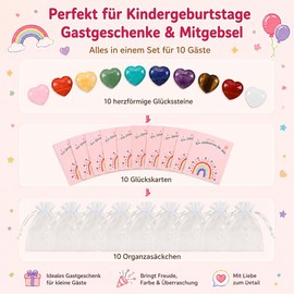 QINJIEJIE Set di 10 pietre portafortuna con biglietto, pietre portafortuna per bambini e adulti, regalo per compleanno dei bambini, inizio della scuola, battesimo, bomboniera, idea regalo