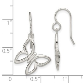 925 Sterling Silver Butterfly Angel Wings Shepherd Hook Long Drop Dangle Earrings 29.84x17.62mm Wide-Dangle Earring for Women