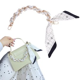 Purse Chain Strap Bag Charm Silk Scarf Metal Chain Strap Gold Chain Purse Strap Handbag Scarf Bag Decoration Purse Chain Accessories for Girls Women Handbag Purse Handle Replacement