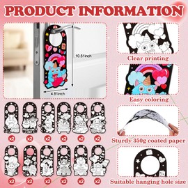 Lunmon 24 Pcs Color Your Own Monster Doorknob Hanger Valentine's Day Coloring Crafts DIY Valentine Door Tag Door Knob Hanger Door Sign to Paint Craft for Valentine Wedding Party Home Porch Door Decor