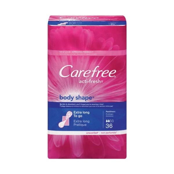 Carefree Body Shape Extra Long Unscented, 36-count (Pack of 2)
