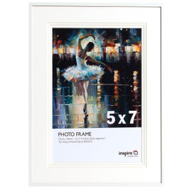 Inspire By Hampton MARBELLA 5x7 (13x18cm) White Photo Frame with Mount - Glass IBH-MARB10M57W