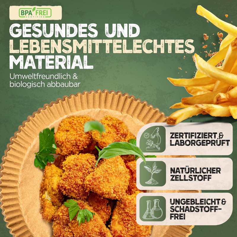 KNUSPERLIEBE® Baking Paper for Hot Air Fryer, XXL 6.2-8 L,