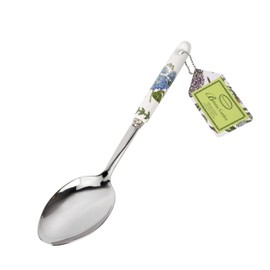 Portmeirion Botanic Garden 12.5" Serving Spoon, Hydrangea Motif - Porcelain Handle & Stainless Steel, Chip-Resistant Glaze - Ideal Kitchen Tool for Cooking & Serving - Everyday Kitchen Tools