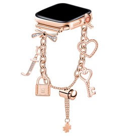 Compatible with Watch Band 38mm 40mm 41mm 42mm 42mm 44mm 45mm,Dressy Cute Bling Watch Charm Bracelet Band for Women for iWatch Series SE 7 6 5 4 3 2 1
