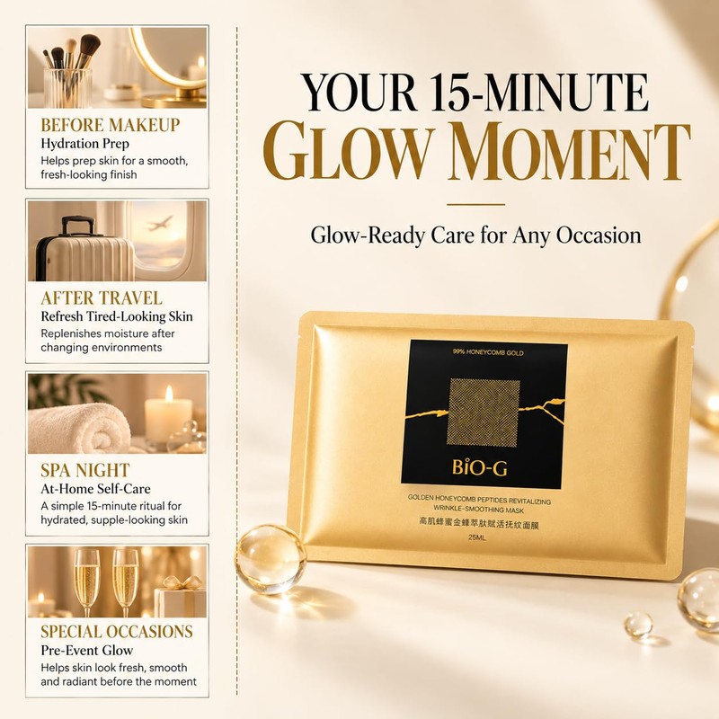 Collagen Face Mask with Gold, Hydrating Face Sheet Mask with