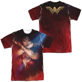 Wonder Woman Movie Arms Crossed Unisex Adult Sublimated Costume T Shirt (Front/Back), 2X-Large Multicolor