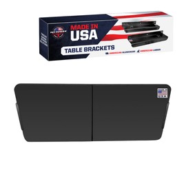 Pit Posse 550BK Folding Work Picnic Table Holder Wall Mount for Enclosed Race Trailer Shop Garage - Made in USA - Aluminum Bracket Storage Organizer Folds Flat Against Wall (Black)