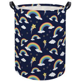 HIYAGON Rainbow Baby Laundry Basket Baby Hamper for Nursery Girl Kids Soccer Hamper Cute Kids Toys Storage Bin Organizer Soccer Room Decor for Home(Blue Rainbow)