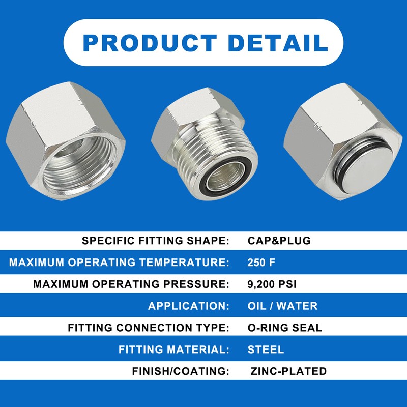 ANCIMOON 72PCS ORFS Flat Face Seal Cap and Plug Kit,