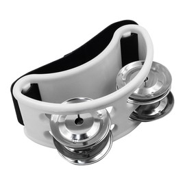 Sarini Pack of 2 Foot Tambourine, Foot Shaker, Percussion Pedal, Kick Drum with Steel Bell, Musical Instrument Accessories for Concerts, Parties, Drum and Guitar Playing (White)