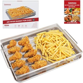 Air Fryer Basket for Oven 2 Piece Nonstick Crisper Tray & Basket 15.5” x 11.6”Stainless Steel Air Fryer Accessories