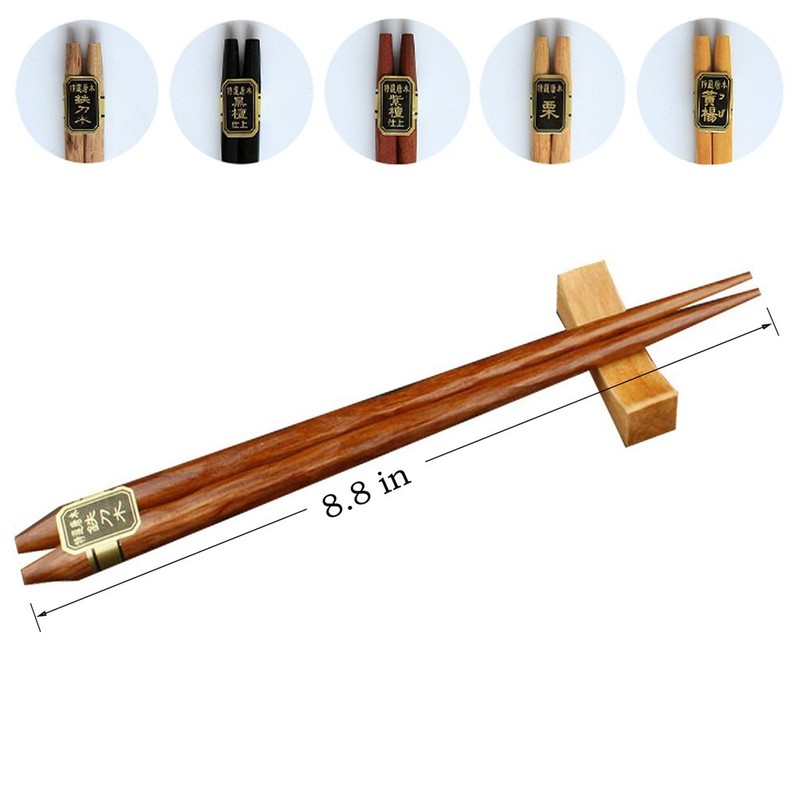 HuaLan Japanese Natural Wood Chopsticks Set, Reusable Classic Style Chopsticks