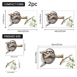 GOMAKERER 1 Pc Little Sloth Wall Decal, Nursery Animal Wall Sticker Removable Peel and Stick Wall Art Decor Stickers for Classroom Living Room Playing Room Bedroom