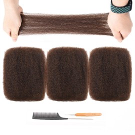 Originea 3 Packs Afro Kinkys Bulk 16 Inch 100% Human Hair for Dreadlocks and Twist Braiding Human Hair Soft Afro Kinky Curly Hair Bulk for Dreads (#4 Medium Brown)
