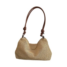 Verdusa Women's Straw Hobo Shoulder Bags Woven Tote Handbag Summer Crochet Purse Khaki One-Size