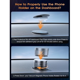 Topume Upgraded Vacuum Magnetic Phone Holder for MagSafe,Double-Foldable Suction Cup Phone Mount,360° Rotatable Phone Mount for All Smartphones & All Car Models- Grey